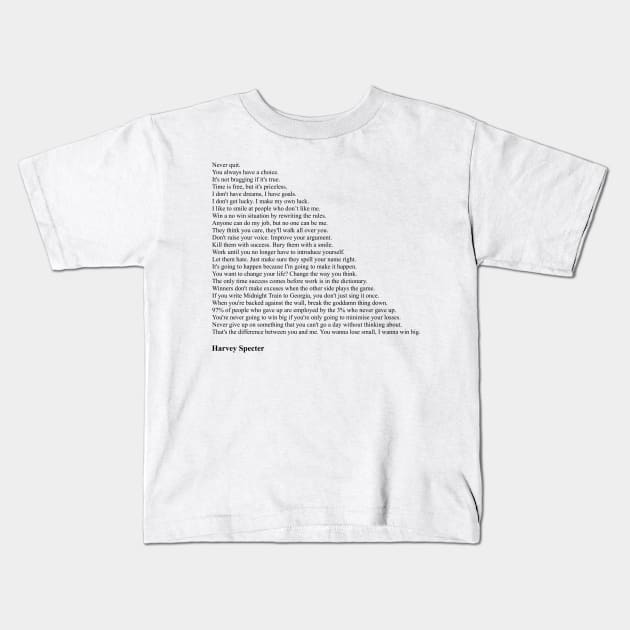 Harvey Specter Quotes Kids T-Shirt by qqqueiru